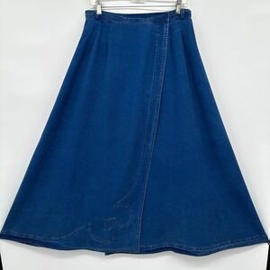 Vintage Hairston Roberson Maxi Skirt Size‎ 14 Long Wrap Western Retro Chambray